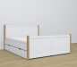Preview: Doppelbett mit Schublladen, aus selektiertem Kiefern- und Eichenholz - artigo.at