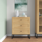 Preview: Kommode mit 3 Schubladen, Eichenholz, Gestell aus Stahl, Loft Stil - artigo.at