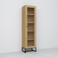 Preview: Vitrine Lofty aus Eichenholz, Gestell aus pulverbeschichtetem Stahl - artigo.at