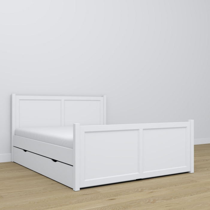 Doppelbett aus selektiertem Vollholz in weiß - artigo.at