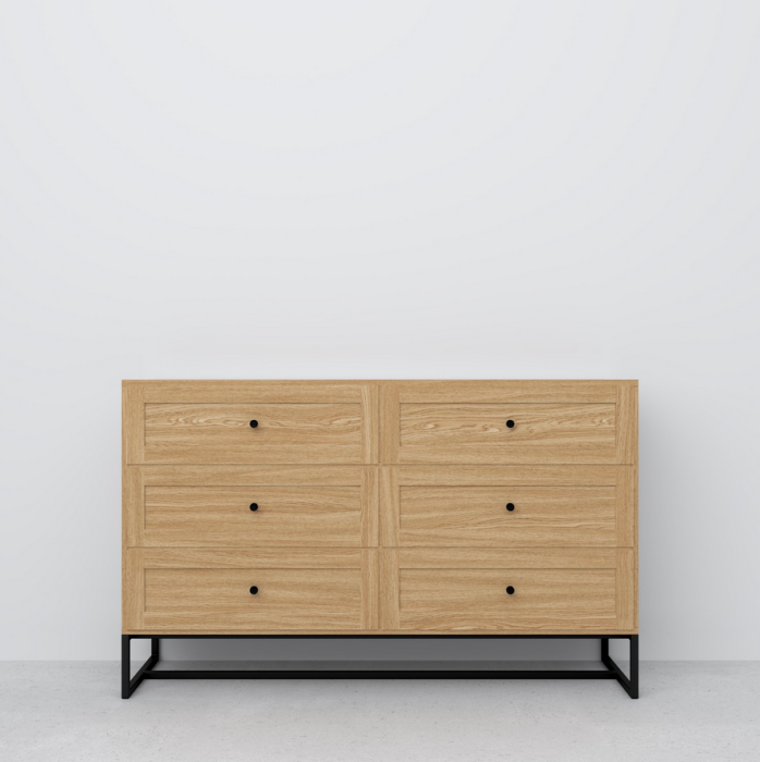 Kommode LOFTY mit 6 Schubladen - Eichenholz