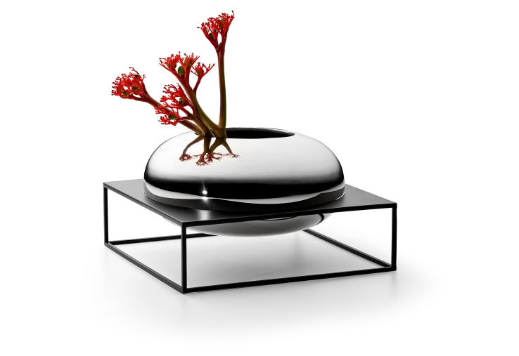 Blumenvase mit Ständer Aluminium hochglanzpoliert - artigo wohndesign