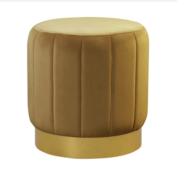 Polsterkocker Fabienne Velvet mustard Sockel gold - artigo.at