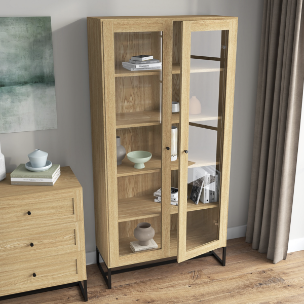 Vitrine LOFTY breit - Eichenholz