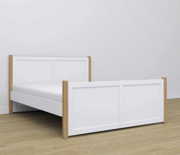 Doppelbett aus selektiertem Kiefern- und Eichenholz - artigo.at